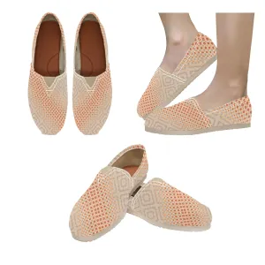Espadrilles Canvas Apricot Hollyhocks Taupe Plaid Women's Canvas Slip-On Shoes(Model1206)