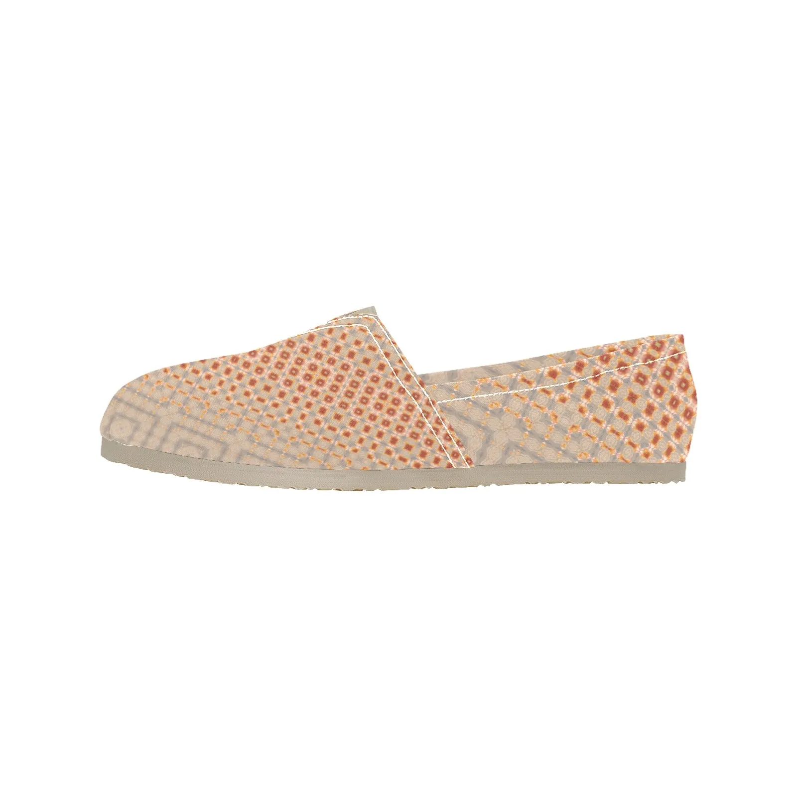 Espadrilles Canvas Apricot Hollyhocks Taupe Plaid Women's Canvas Slip-On Shoes(Model1206)