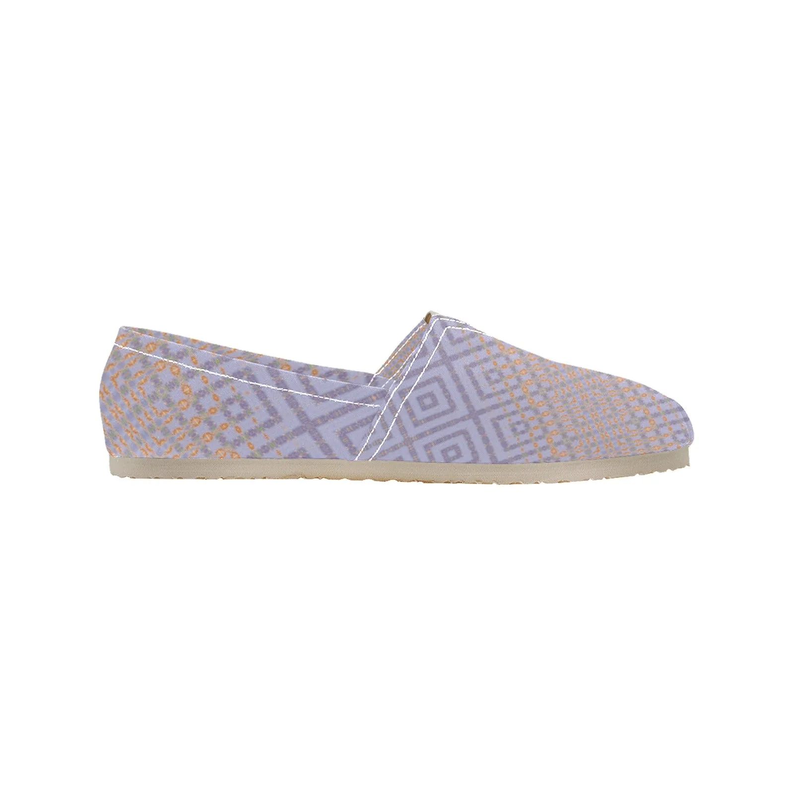 Espadrilles Canvas Badlands Lavendar and Tangerine Plaid Women's Canvas Slip-On Shoes(Model1206)