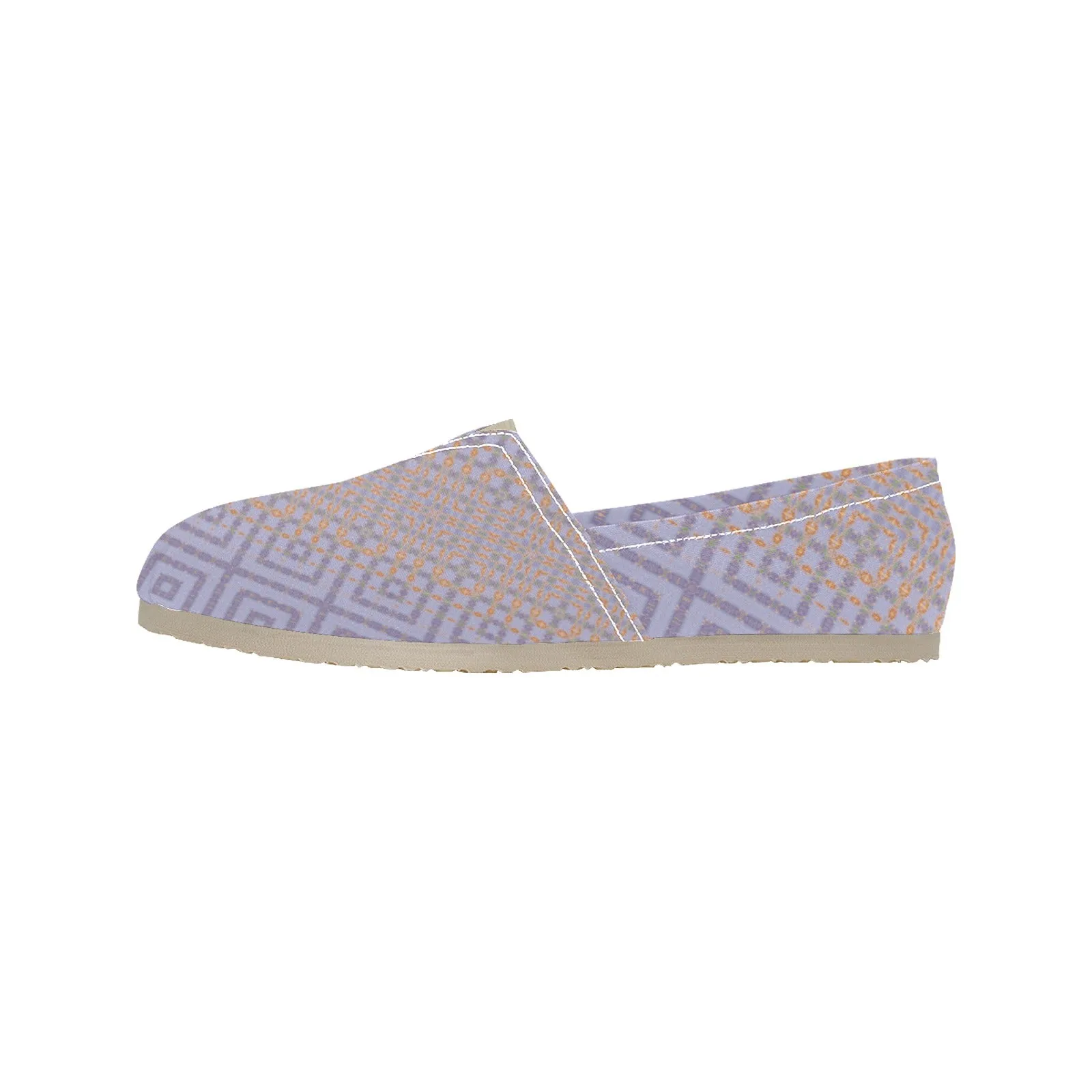 Espadrilles Canvas Badlands Lavendar and Tangerine Plaid Women's Canvas Slip-On Shoes(Model1206)