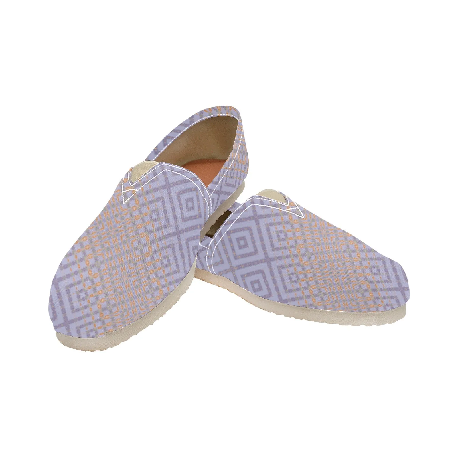 Espadrilles Canvas Badlands Lavendar and Tangerine Plaid Women's Canvas Slip-On Shoes(Model1206)