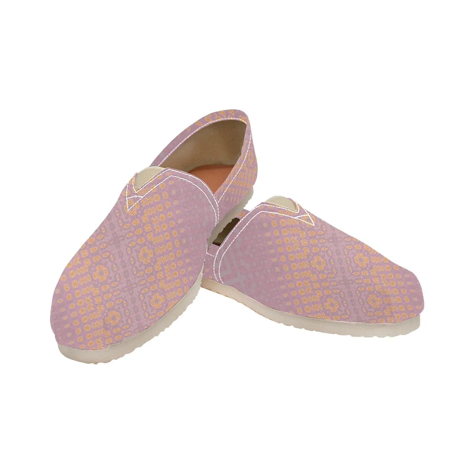 Espadrilles Canvas Badlands Pink and Apricot Plaid Women's Canvas Slip-On Shoes(Model1206)