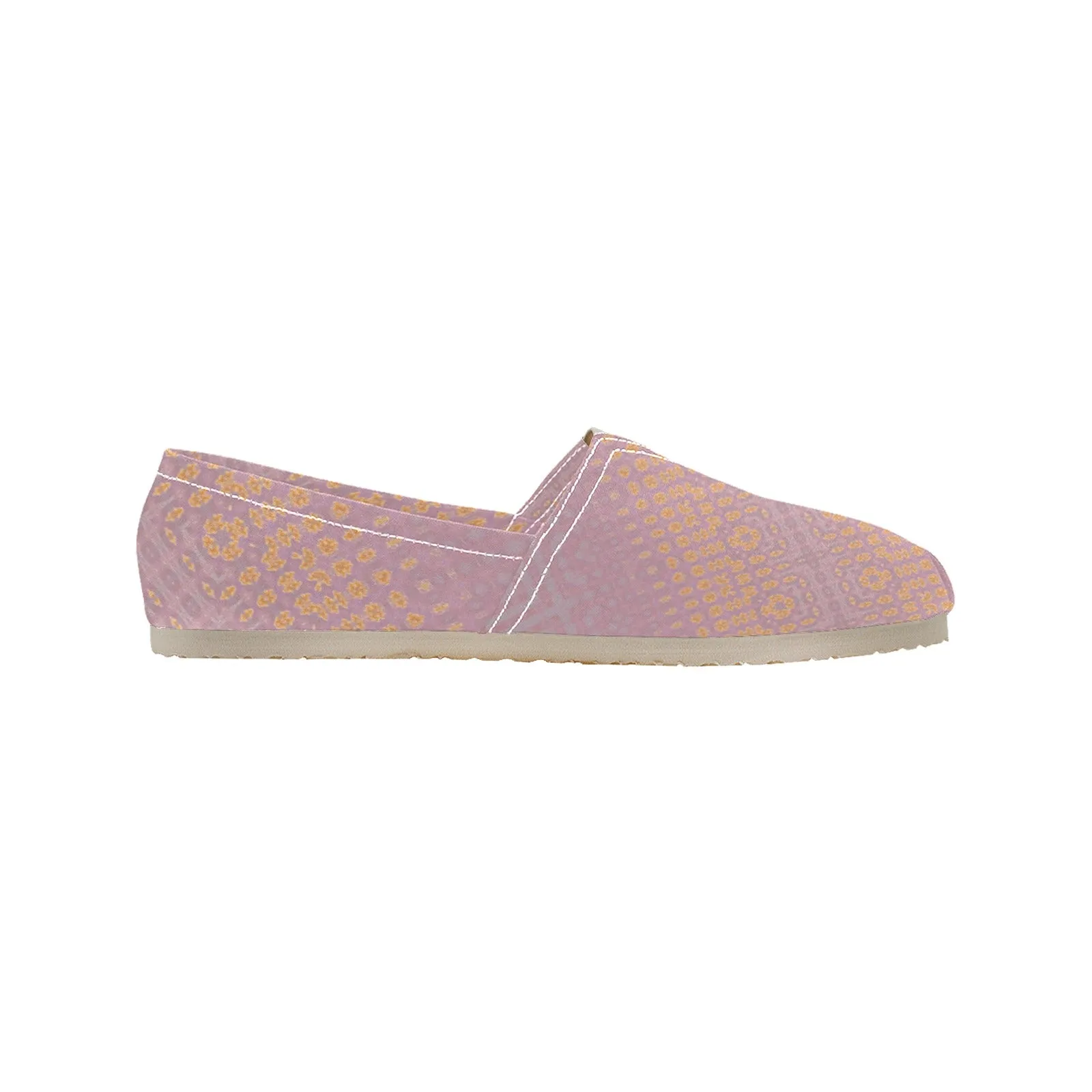 Espadrilles Canvas Badlands Pink and Apricot Plaid Women's Canvas Slip-On Shoes(Model1206)