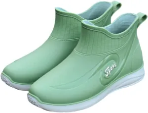 Fashion Women's Waterproof Shoes, Non-Slip Rain Boots, Short Tube Slip-on All-Season Rubber Shoes