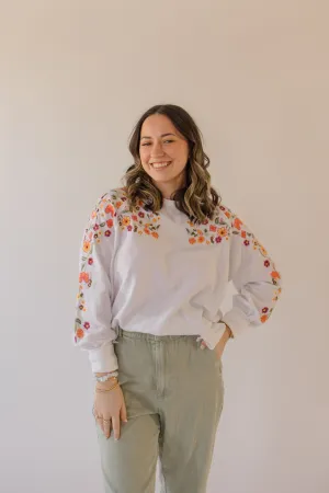 Floral Embroidered French Terry Pullover