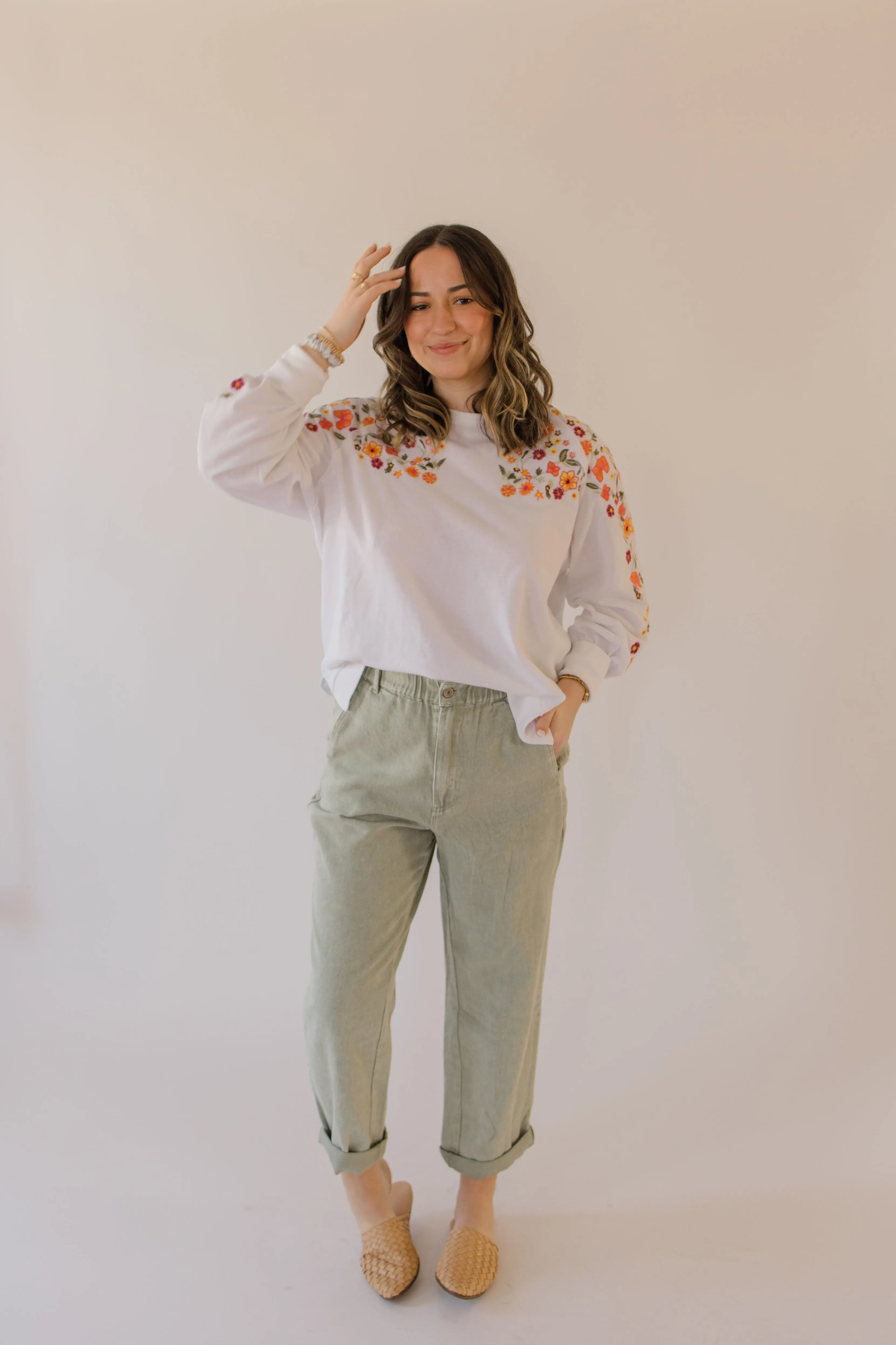 Floral Embroidered French Terry Pullover