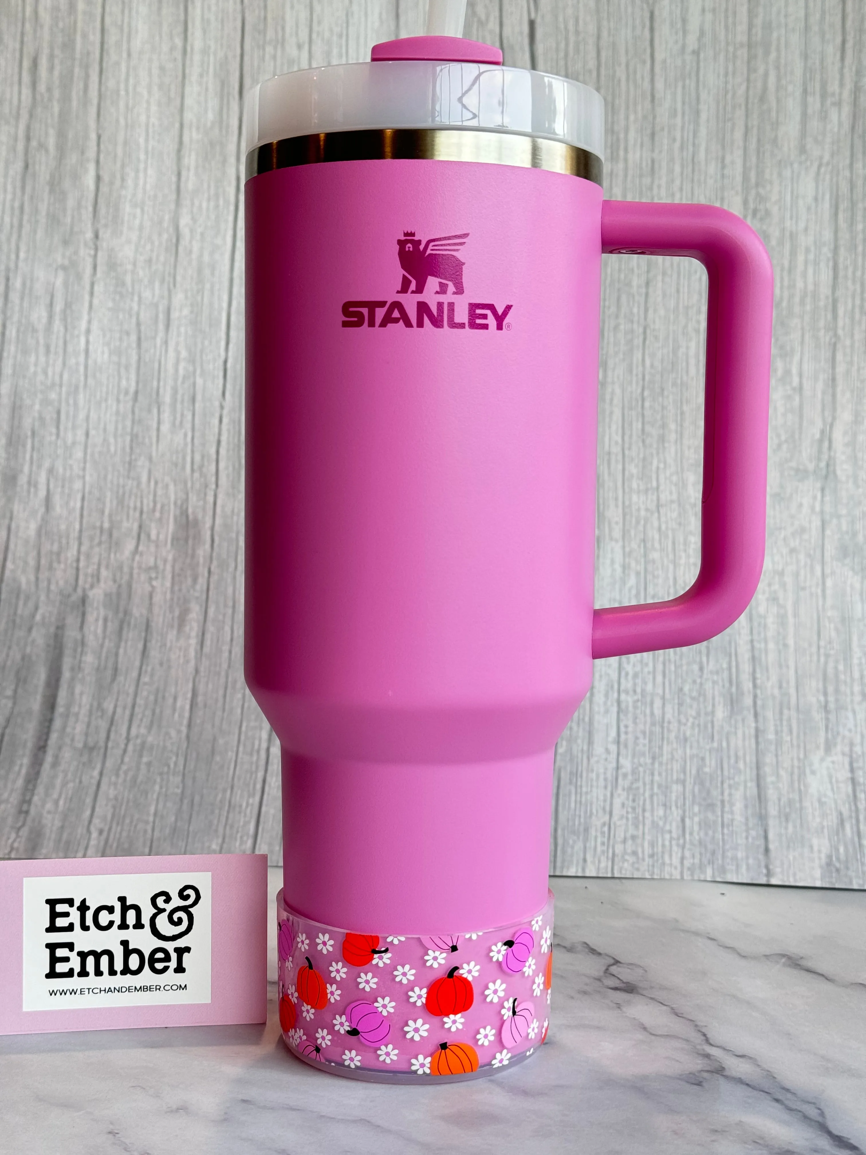Floral Pink Pumpkins Tumbler Boot -fits 20-40oz New!