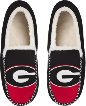 FOCO NCAA Men??s Big Logo Colorblock Moccasin Slippers ?C Officially Licensed, Comfortable Shoes with Team Colors and Logo