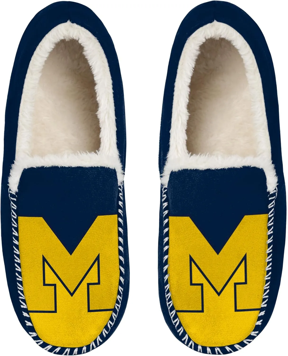 FOCO NCAA Men??s Big Logo Colorblock Moccasin Slippers ?C Officially Licensed, Comfortable Shoes with Team Colors and Logo