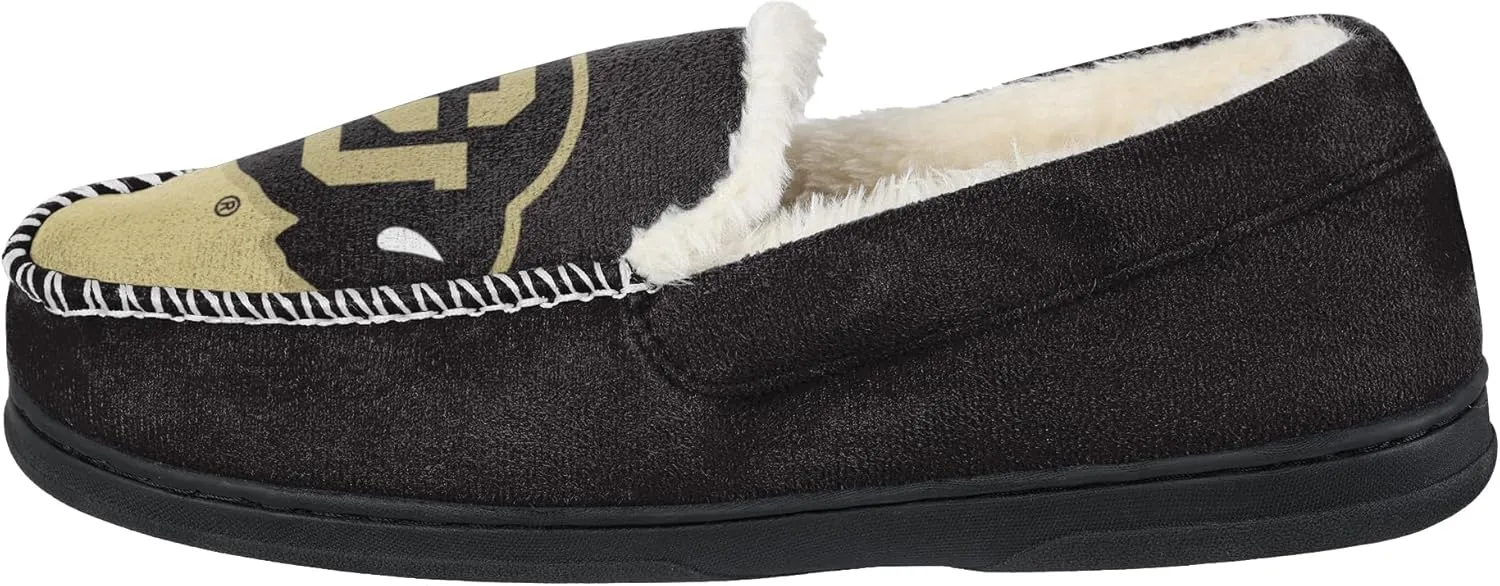 FOCO NCAA Men??s Big Logo Colorblock Moccasin Slippers ?C Officially Licensed, Comfortable Shoes with Team Colors and Logo