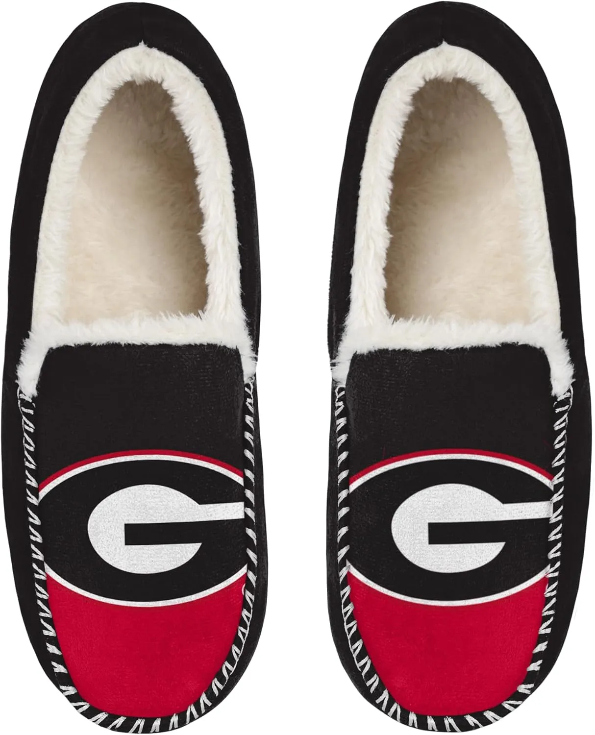 FOCO NCAA Men??s Big Logo Colorblock Moccasin Slippers ?C Officially Licensed, Comfortable Shoes with Team Colors and Logo