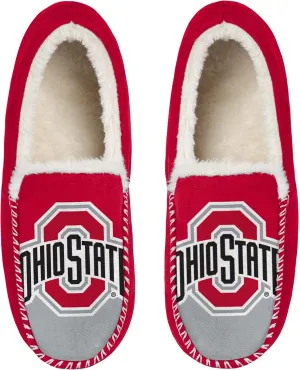 FOCO NCAA Men??s Big Logo Colorblock Moccasin Slippers ?C Officially Licensed, Comfortable Shoes with Team Colors and Logo
