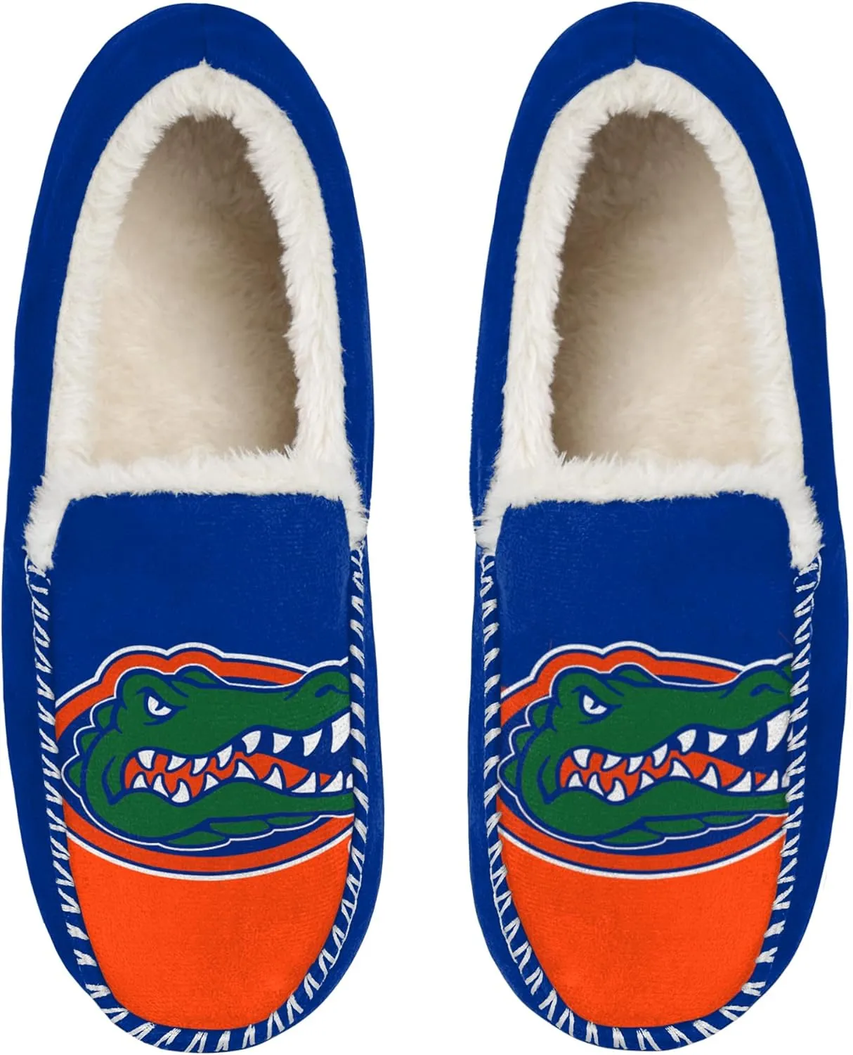 FOCO NCAA Men??s Big Logo Colorblock Moccasin Slippers ?C Officially Licensed, Comfortable Shoes with Team Colors and Logo