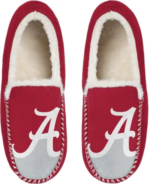 FOCO NCAA Men??s Big Logo Colorblock Moccasin Slippers ?C Officially Licensed, Comfortable Shoes with Team Colors and Logo