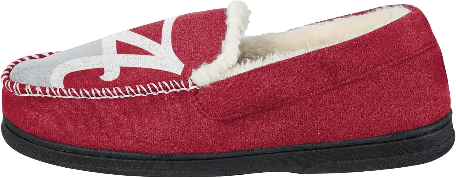FOCO NCAA Men??s Big Logo Colorblock Moccasin Slippers ?C Officially Licensed, Comfortable Shoes with Team Colors and Logo