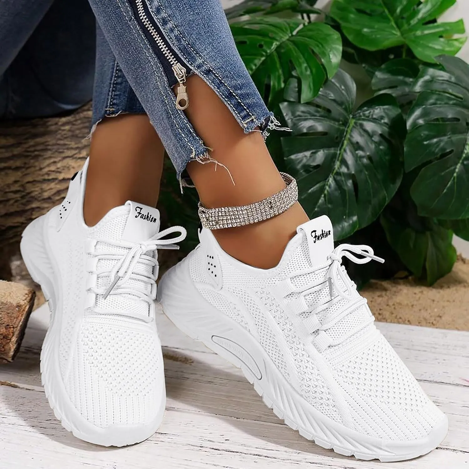 Generic Sneakers for Women Slip On Tennis Shoes Running Non Slip Walking Shoes Gym Workout Breathable Fashion Sneakers