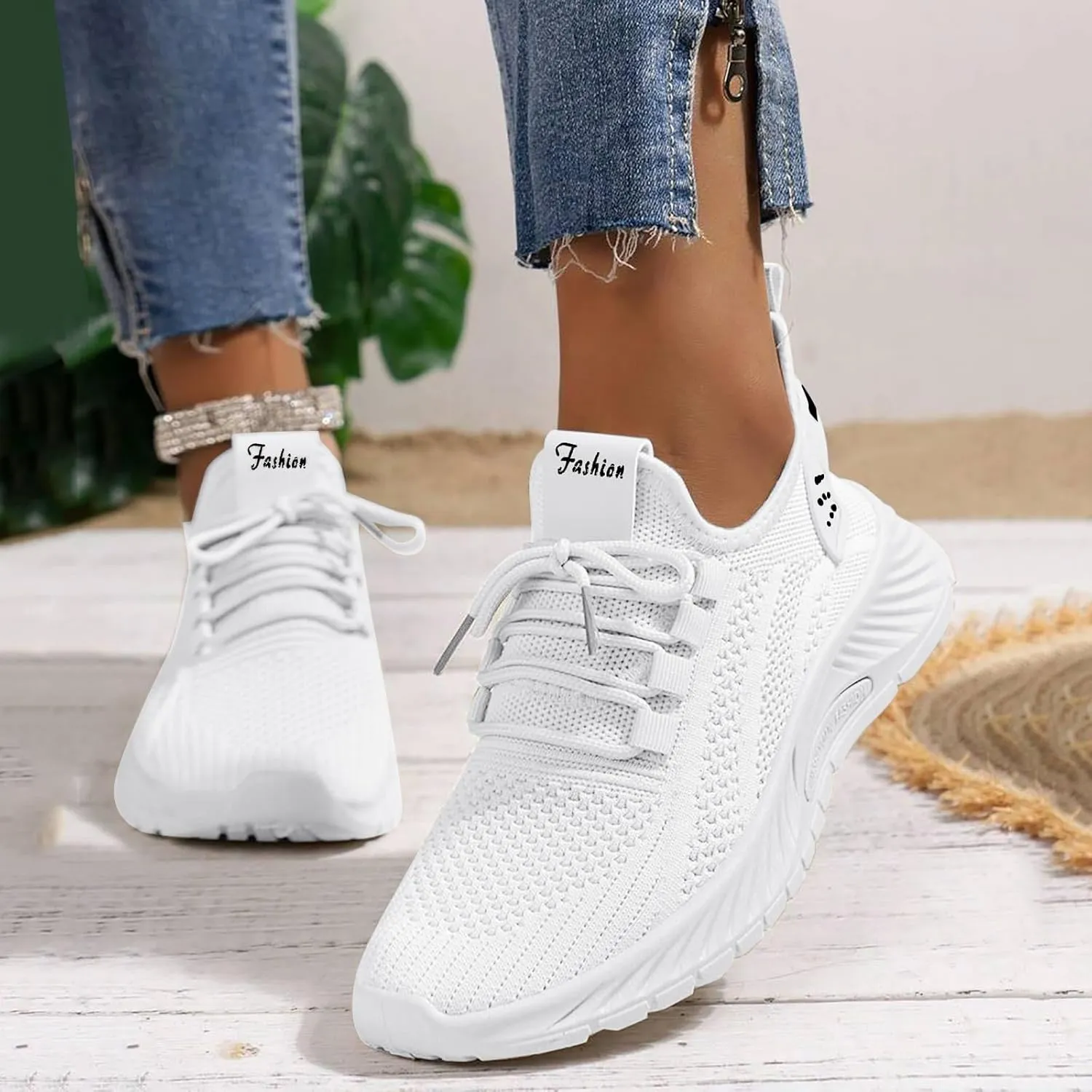 Generic Sneakers for Women Slip On Tennis Shoes Running Non Slip Walking Shoes Gym Workout Breathable Fashion Sneakers