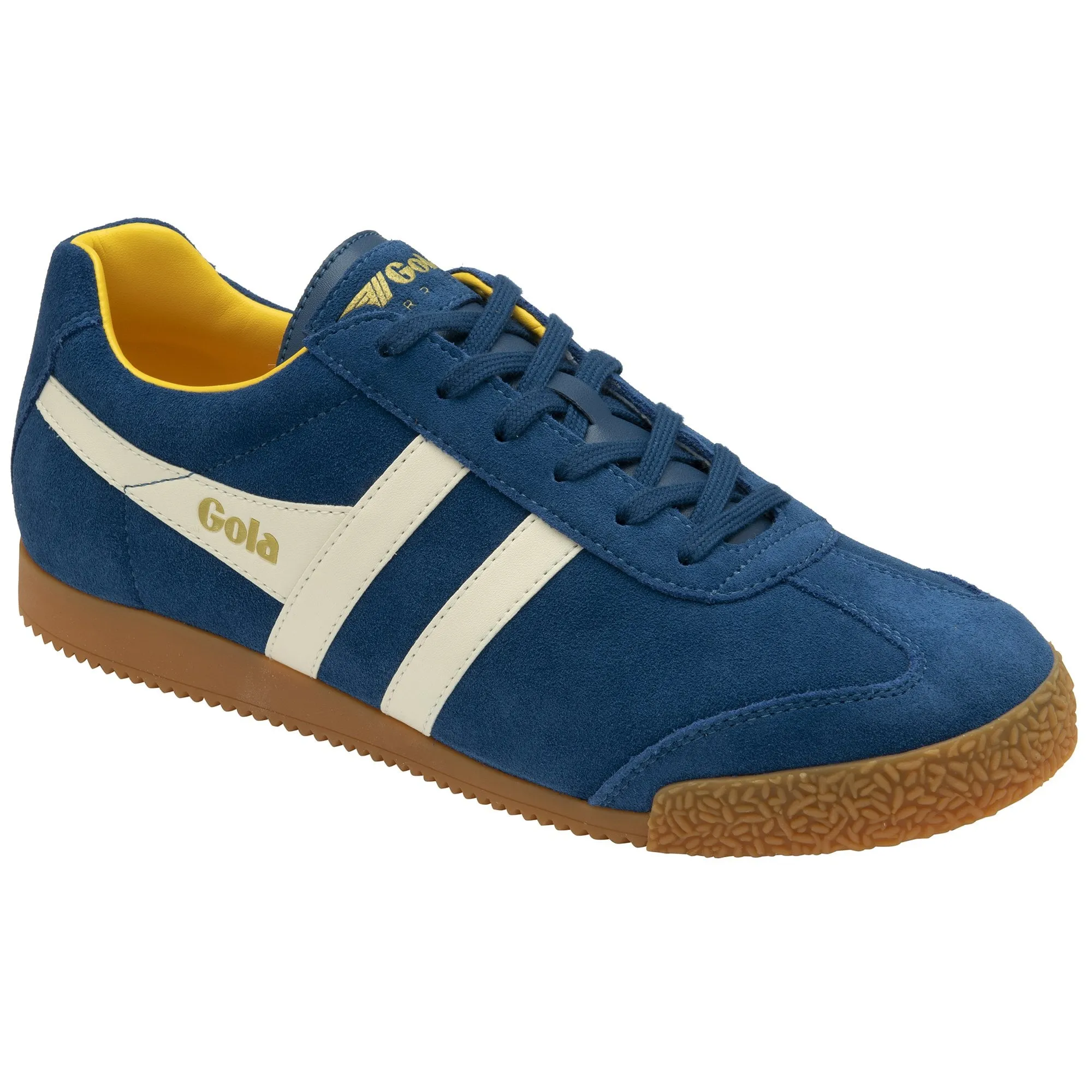 Gola Harrier suede lace-up trainers marine/off white/sun