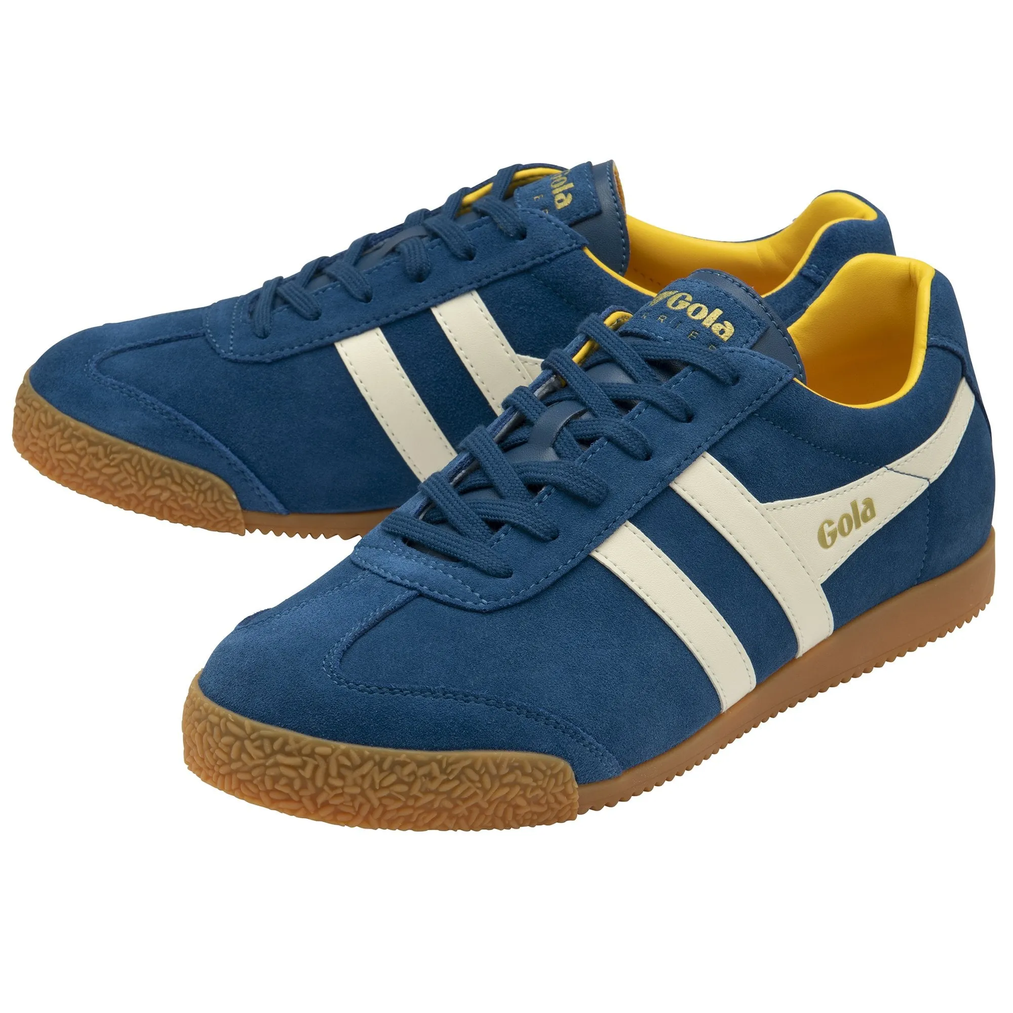 Gola Harrier suede lace-up trainers marine/off white/sun