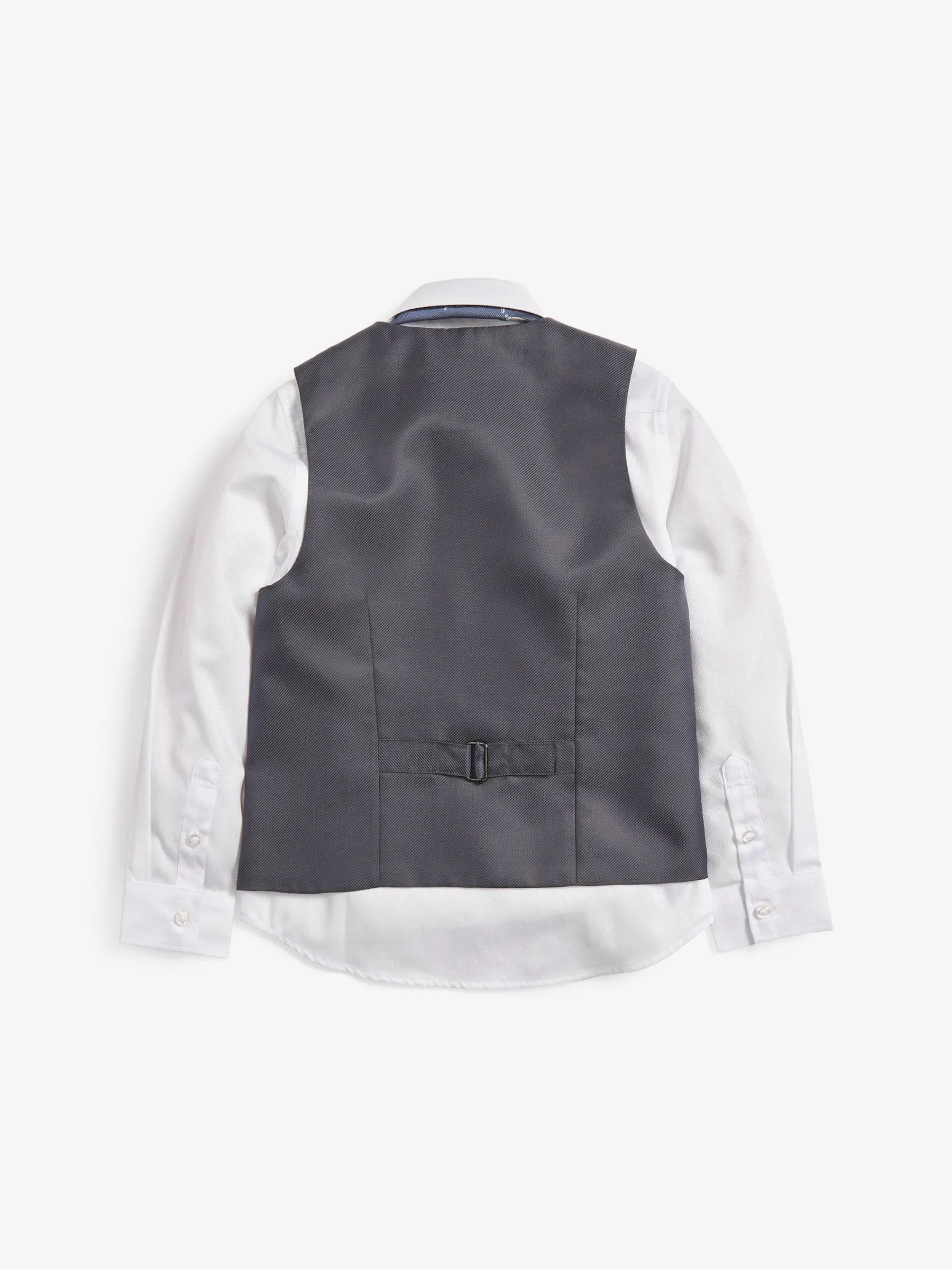 Grey Waistcoat, White Shirt & Tie Set Waistcoat (12mths-16yrs)