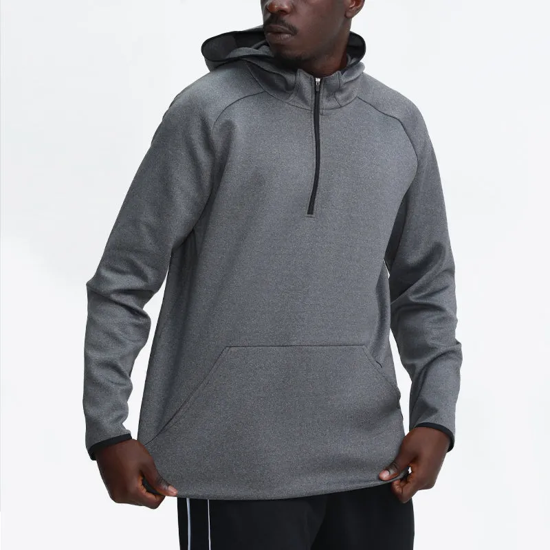 Half zip design quality polyester sports pullover hoodies