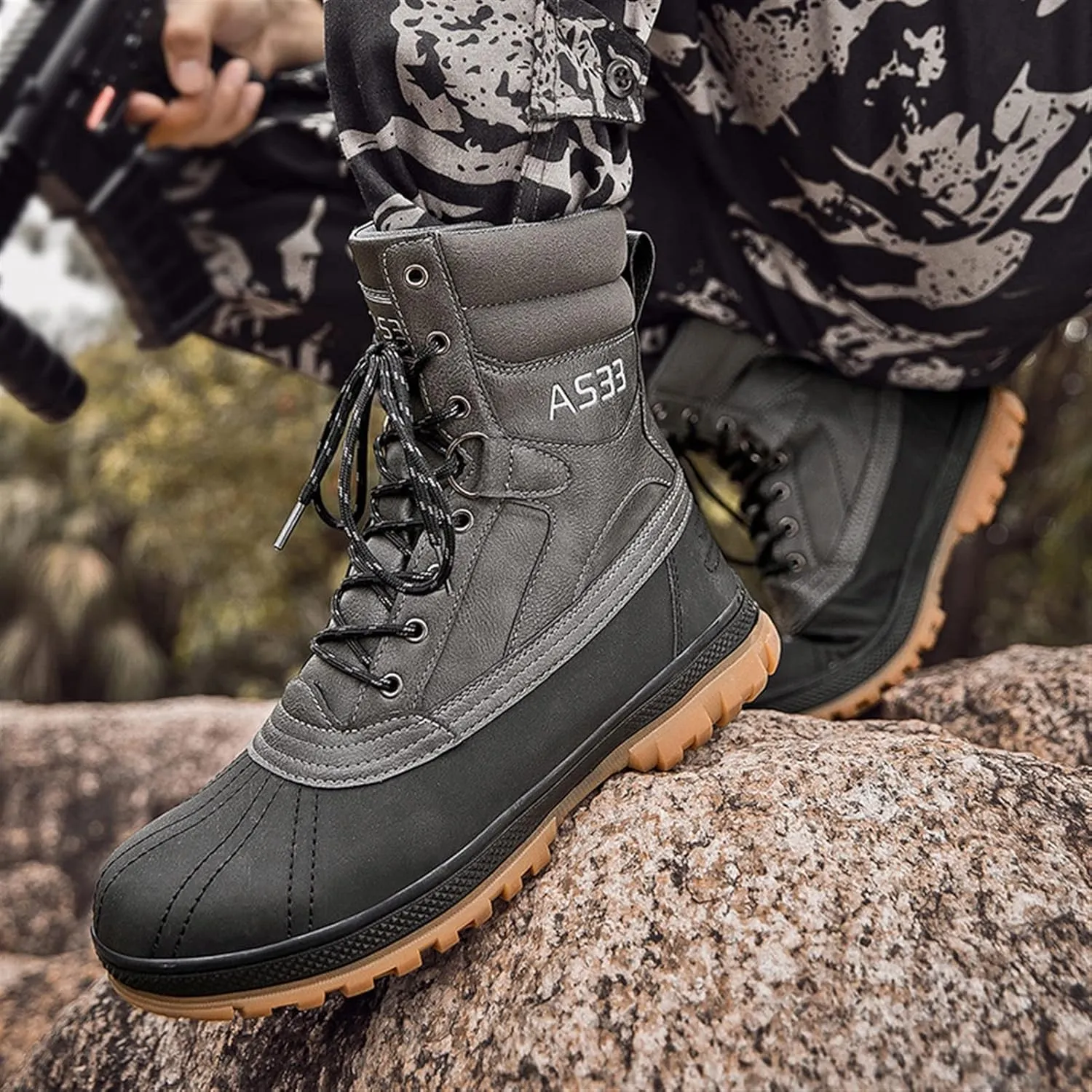 High Rise Hiking Boots, Hiking Boots Mens Waterproof Lightweight, Outdoor High- top Desert Shose, Combat Camping Tactical Climbing Walking Footwear, for Birthday,Father' s Day