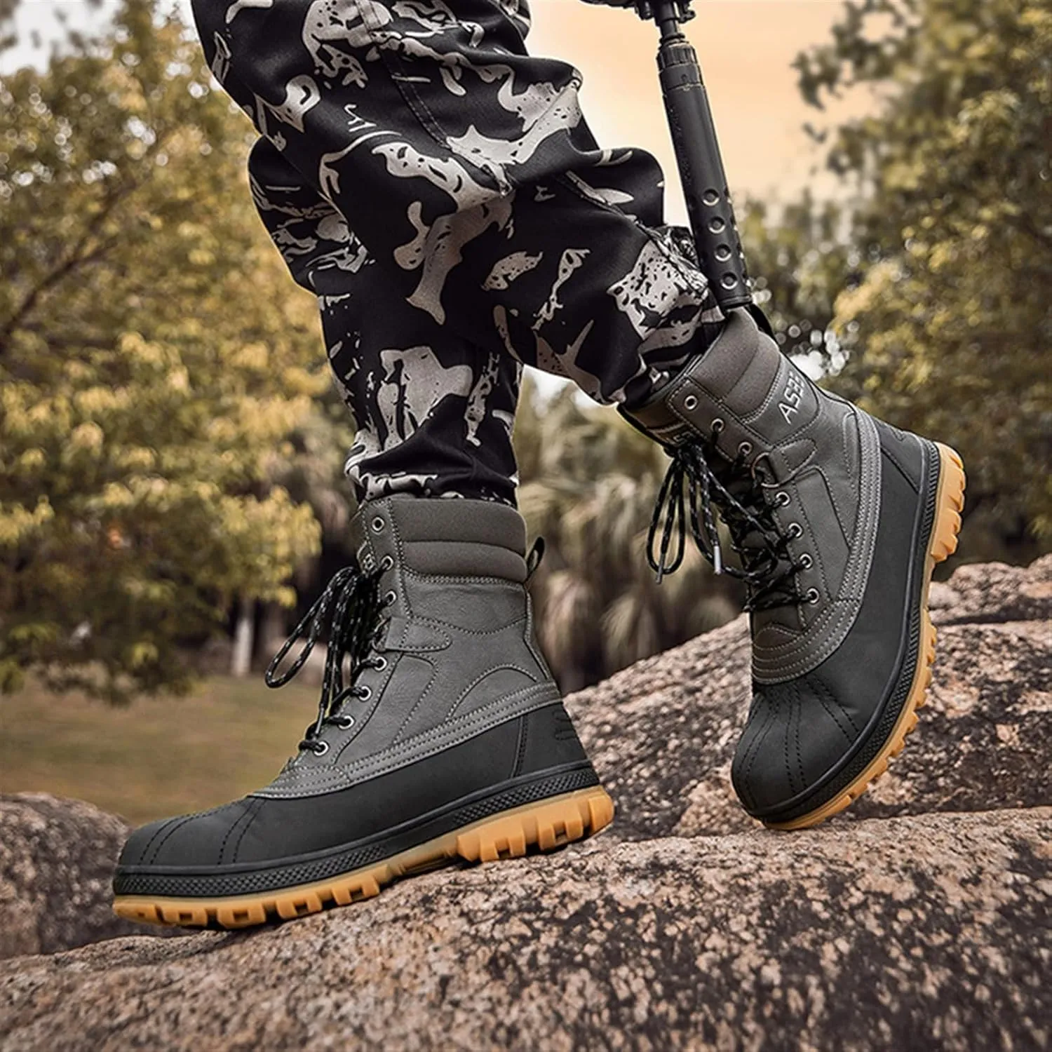 High Rise Hiking Boots, Hiking Boots Mens Waterproof Lightweight, Outdoor High- top Desert Shose, Combat Camping Tactical Climbing Walking Footwear, for Birthday,Father' s Day