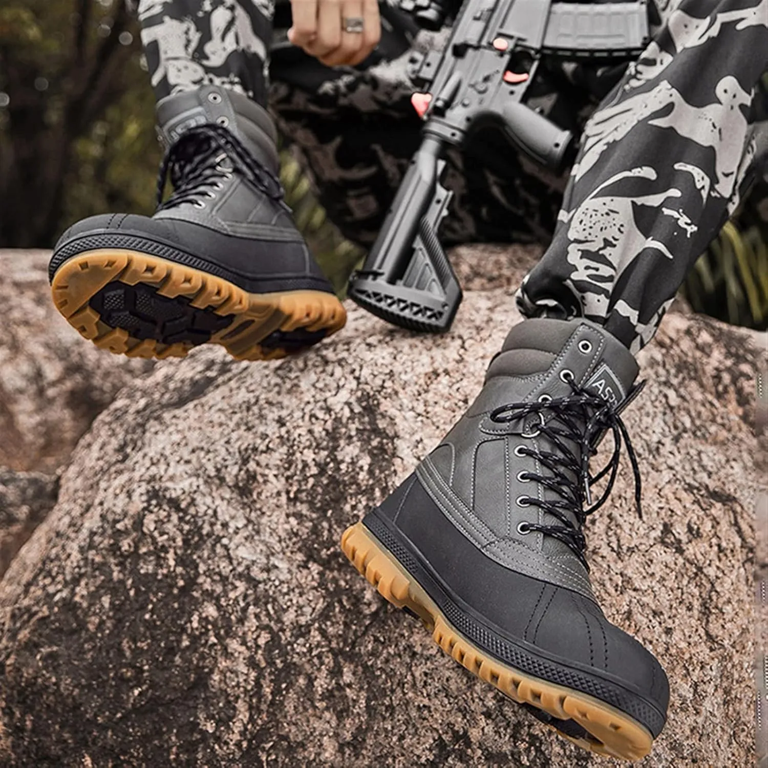 High Rise Hiking Boots, Hiking Boots Mens Waterproof Lightweight, Outdoor High- top Desert Shose, Combat Camping Tactical Climbing Walking Footwear, for Birthday,Father' s Day