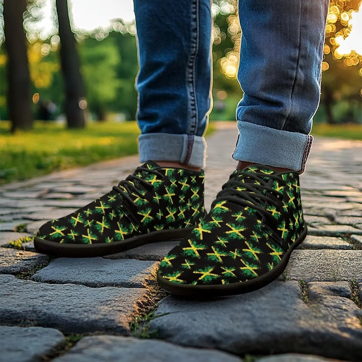 Howilath St. Patrick's Day Barefoot Running Shoes Men Extra Width Running Shoes Trail Running Sneakers for Walking Hiking