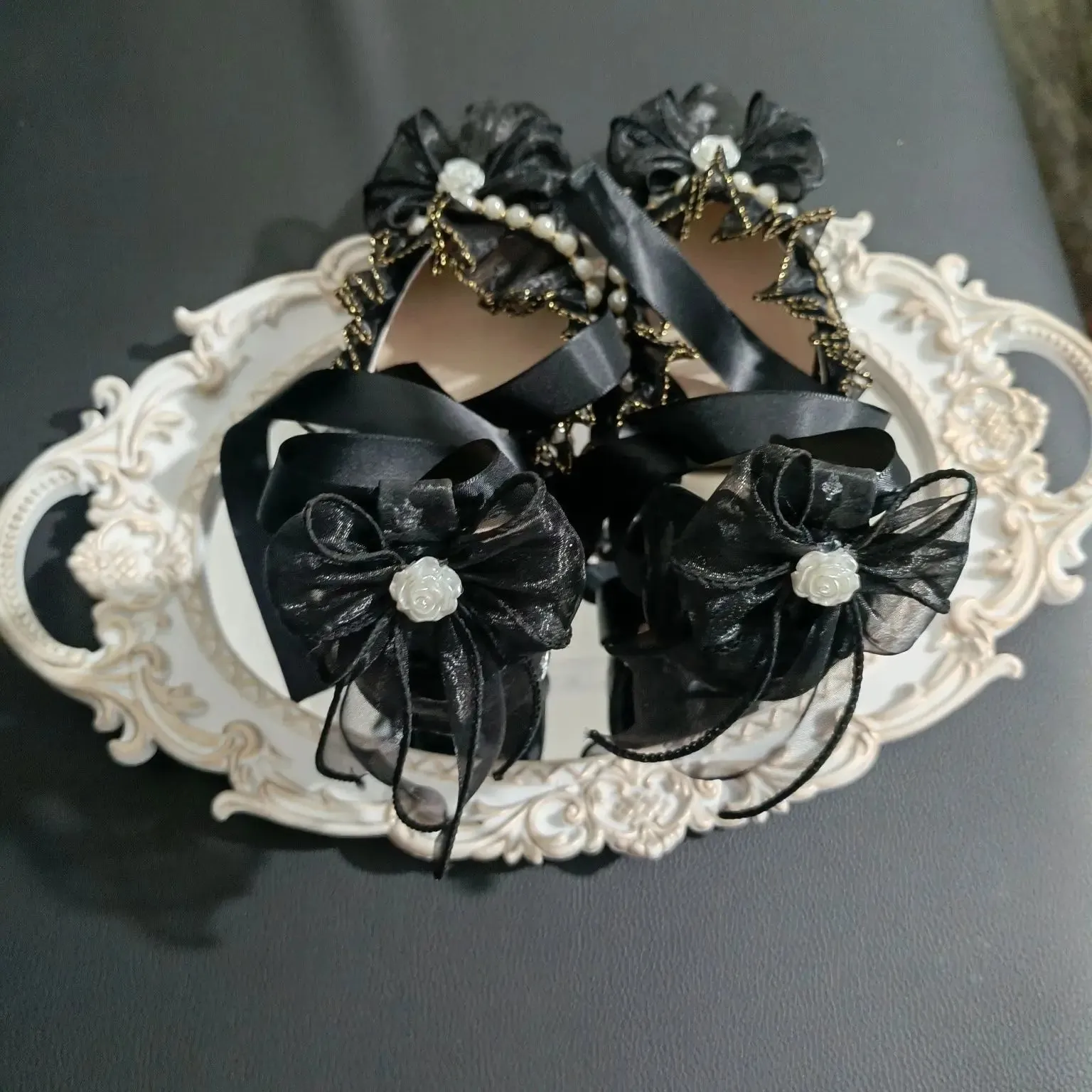 JOSKAA Handmade French Lace Girl Elegant Lolita Elegant Pointed Thin High Heels Versatile Wedding Shoes For Women New Fashion