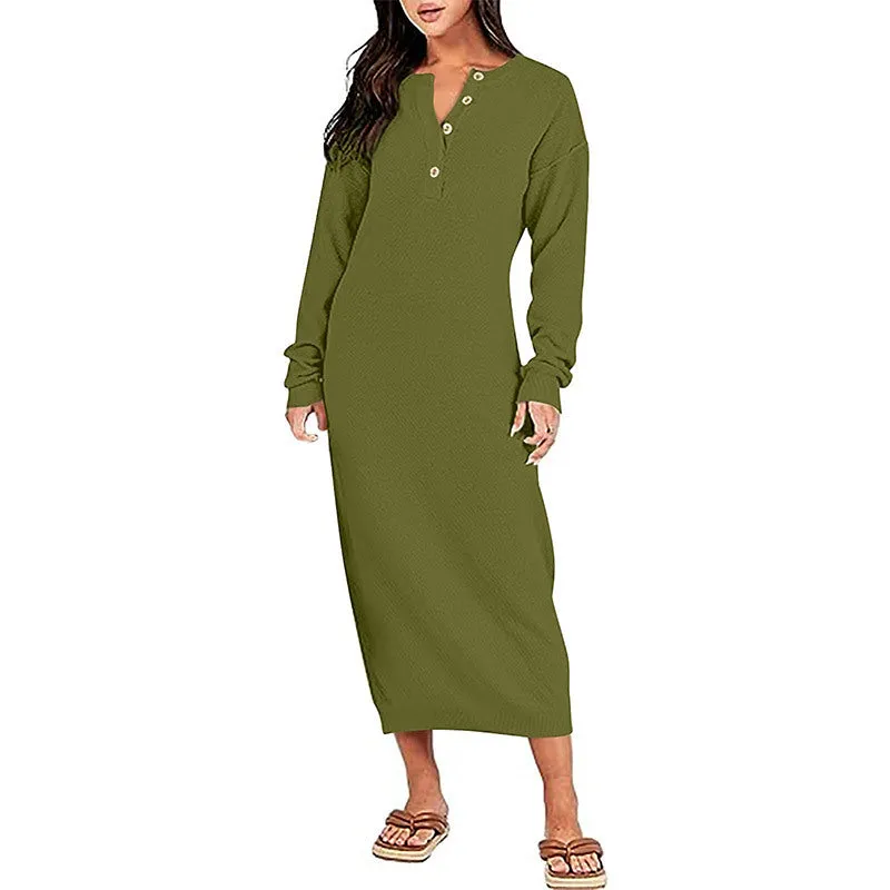 KAMAHE Cross-border dress 2025 style knee-length thin and versatile sweater skirt high waist sweater skirt  knitted skirt