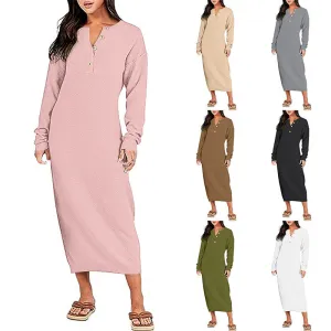 KAMAHE Cross-border dress 2025 style knee-length thin and versatile sweater skirt high waist sweater skirt  knitted skirt