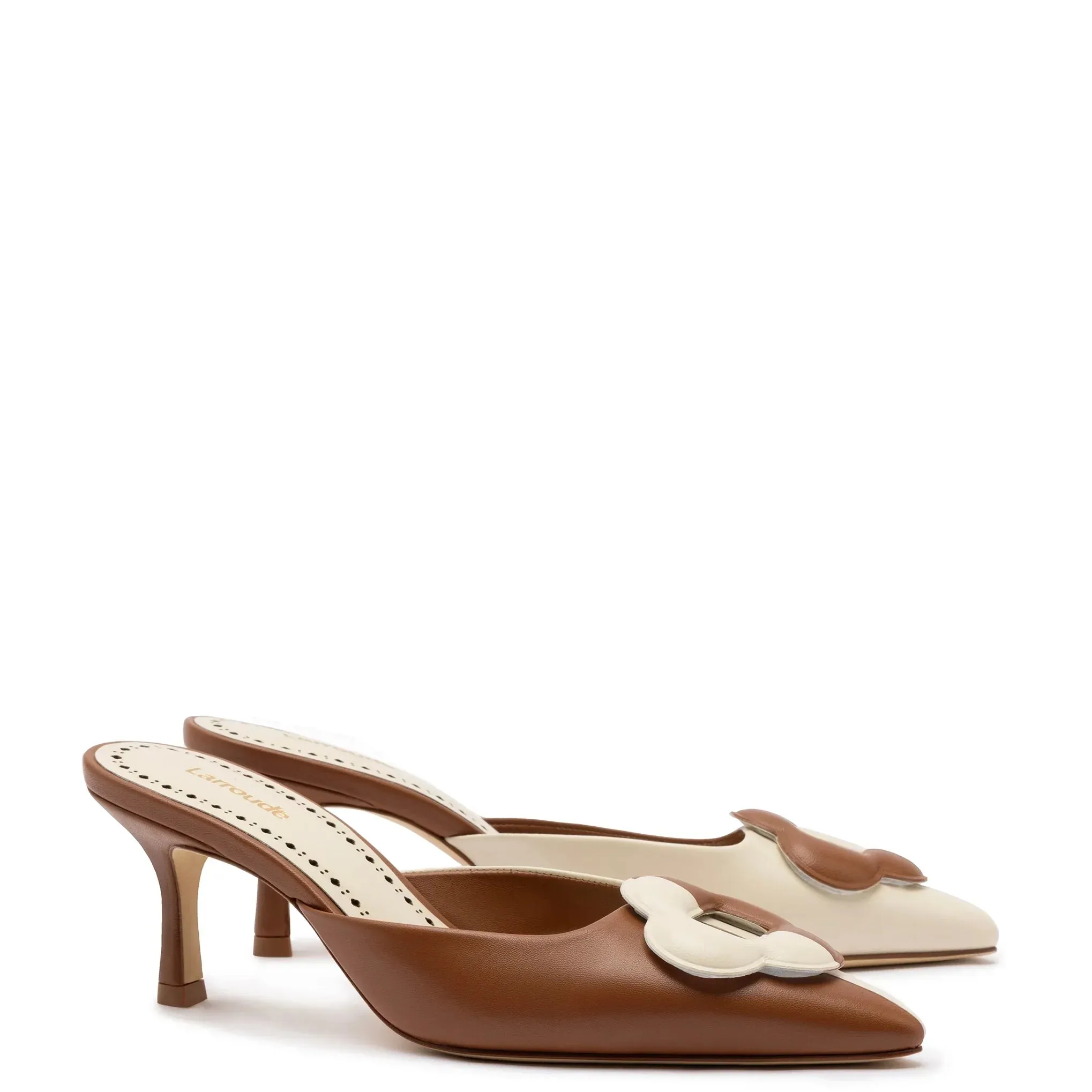 Larroude Flora Pump In Caramel-Ivory Leather