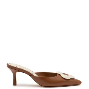 Larroude Flora Pump In Caramel-Ivory Leather