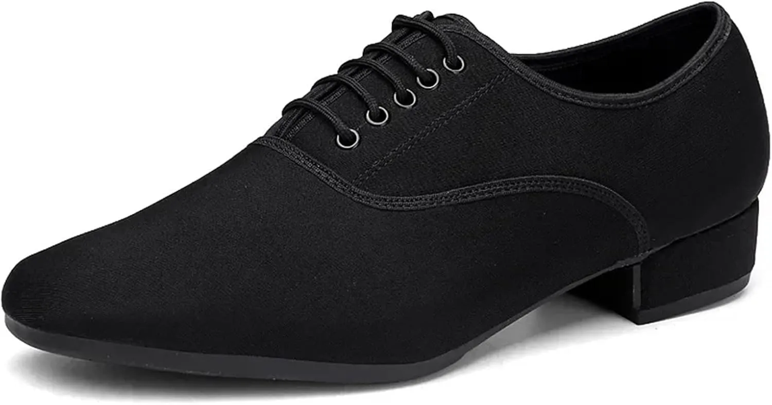 Latin Dance Shoes Men's Jazz Sneaker for Men Professional Black Oxford Upper Latin Salsa Shoe Plus Size Low Heel Tango Ballroom Dance Shoes(Outdoor Rubber Sole,38)