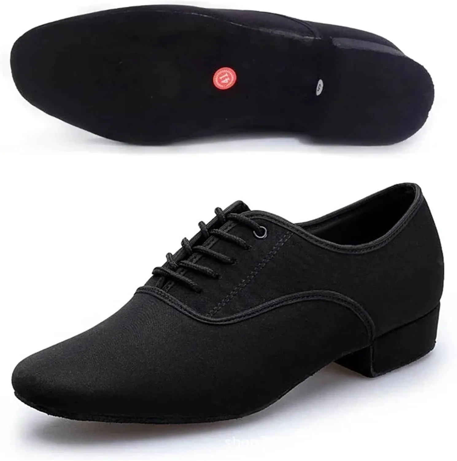 Latin Dance Shoes Men's Jazz Sneaker for Men Professional Black Oxford Upper Latin Salsa Shoe Plus Size Low Heel Tango Ballroom Dance Shoes(Outdoor Rubber Sole,38)