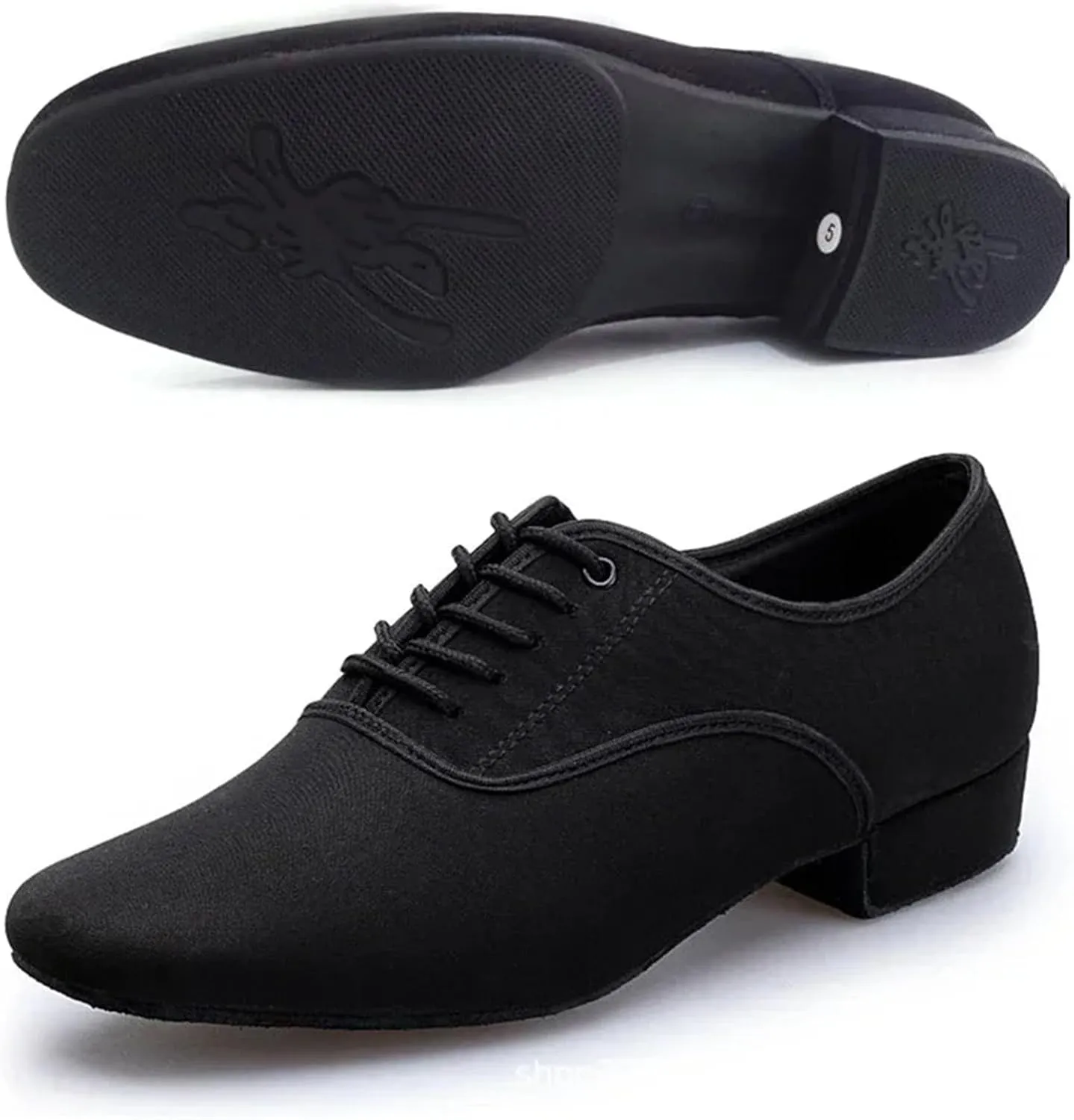 Latin Dance Shoes Men's Jazz Sneaker for Men Professional Black Oxford Upper Latin Salsa Shoe Plus Size Low Heel Tango Ballroom Dance Shoes(Outdoor Rubber Sole,38)