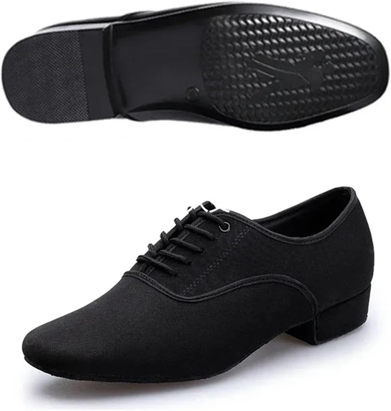 Latin Dance Shoes Men's Jazz Sneaker for Men Professional Black Oxford Upper Latin Salsa Shoe Plus Size Low Heel Tango Ballroom Dance Shoes(Outdoor Rubber Sole,38)