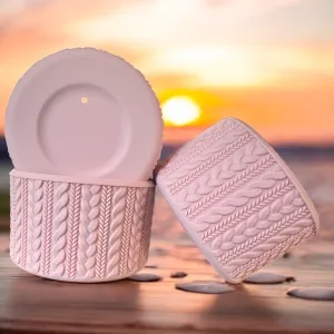 LAURIE (Chalky Light Pink) | Cable Knit | Silicone Tumbler Boot
