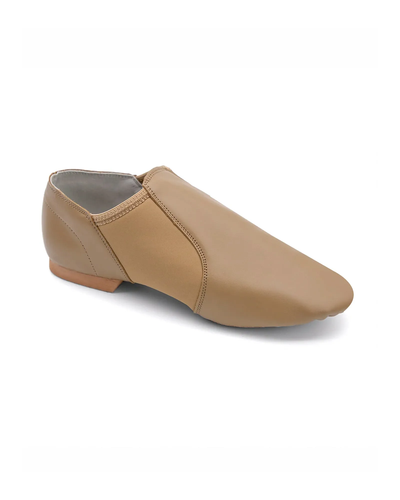 Leather Flex Slip On Tan Jazz Dance Shoes with Arch Insert for Women and Men