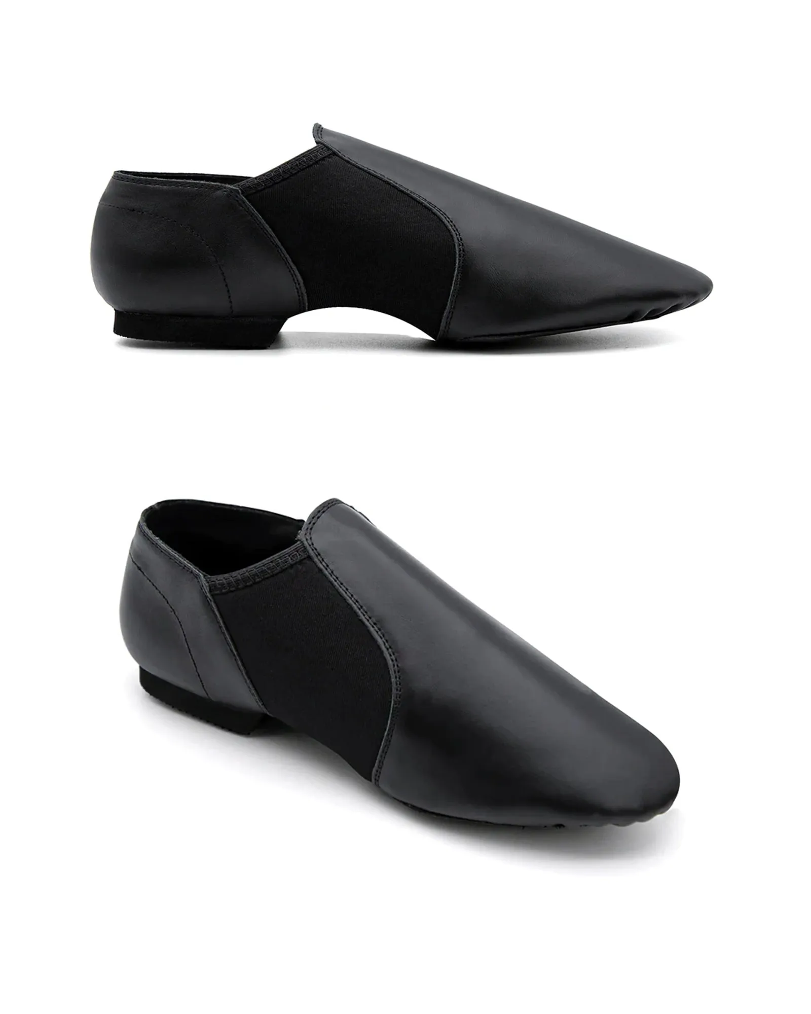 Leather Flex Slip On Tan Jazz Dance Shoes with Arch Insert for Women and Men