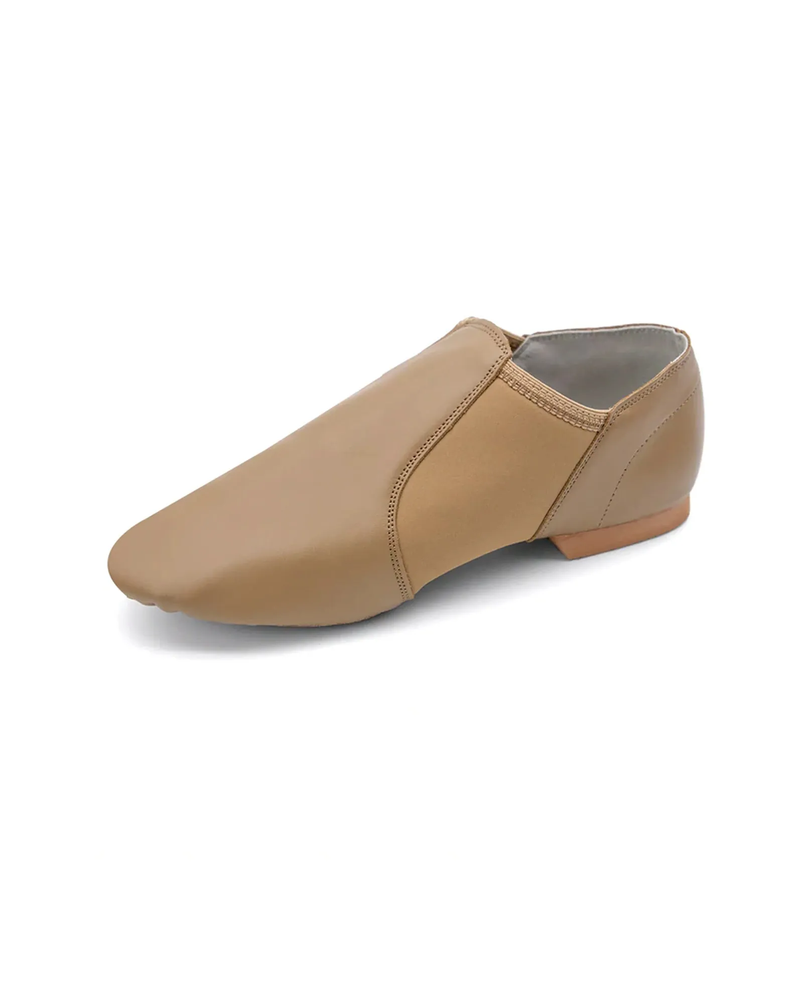 Leather Flex Slip On Tan Jazz Dance Shoes with Arch Insert for Women and Men
