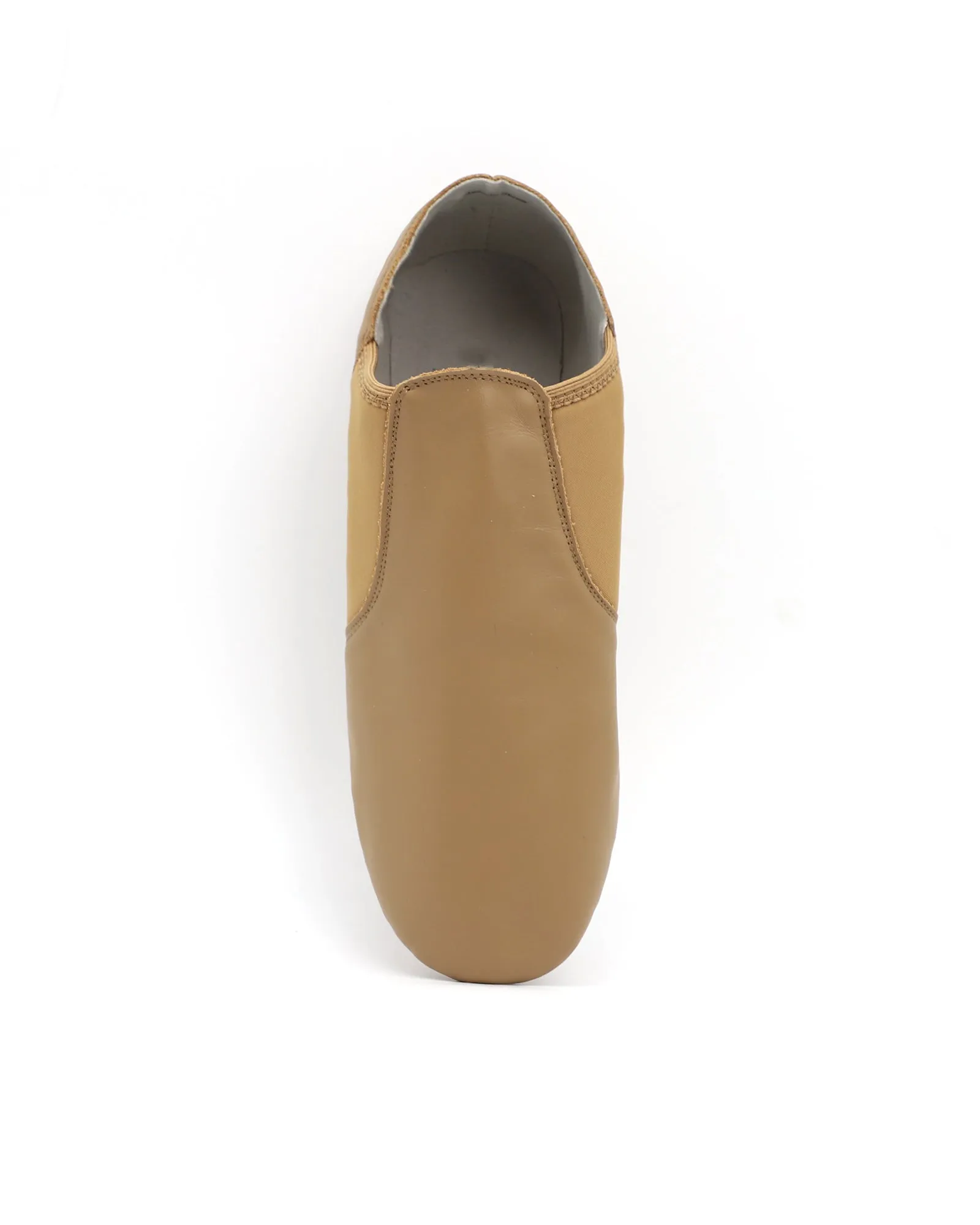 Leather Flex Slip On Tan Jazz Dance Shoes with Arch Insert for Women and Men