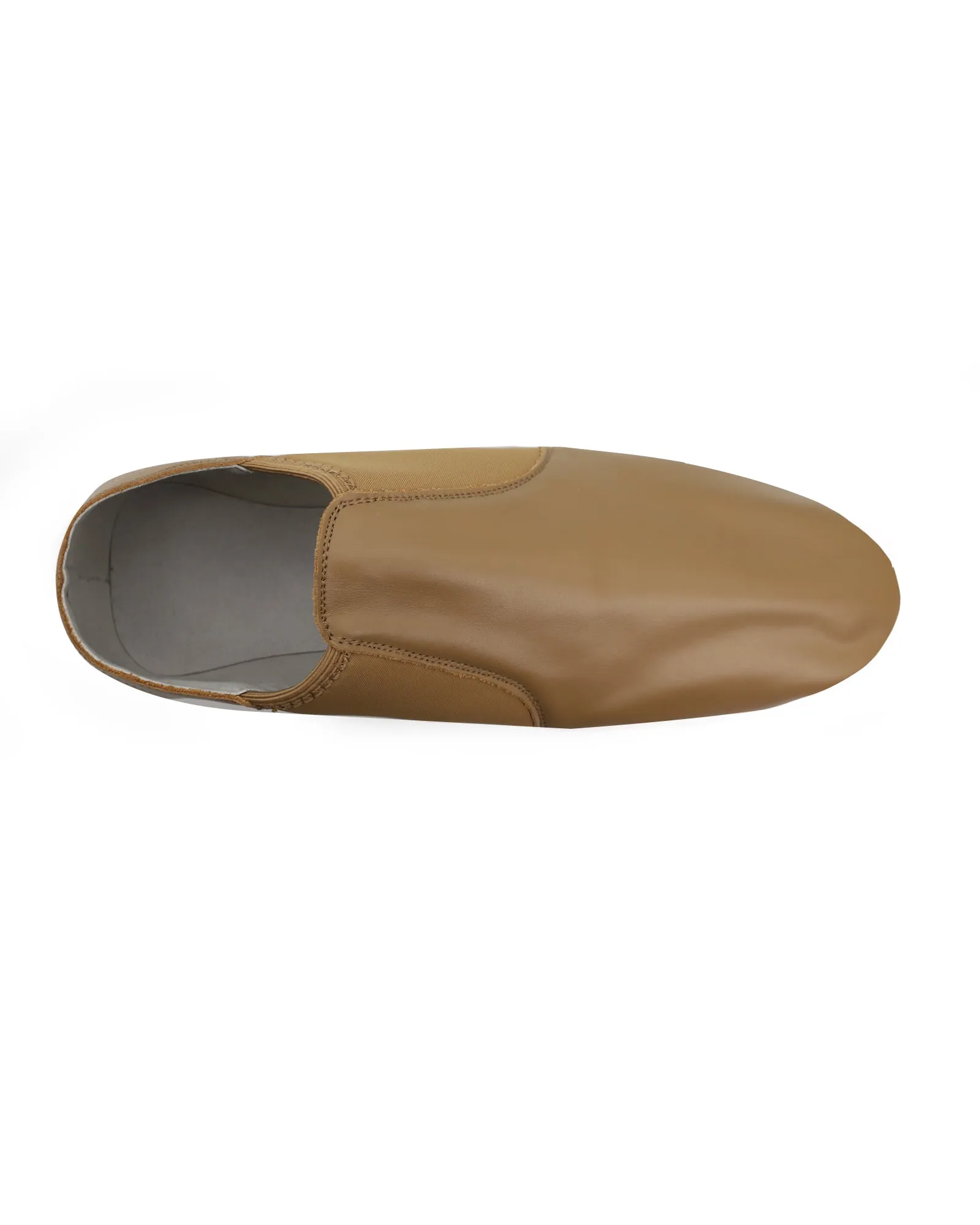Leather Flex Slip On Tan Jazz Dance Shoes with Arch Insert for Women and Men