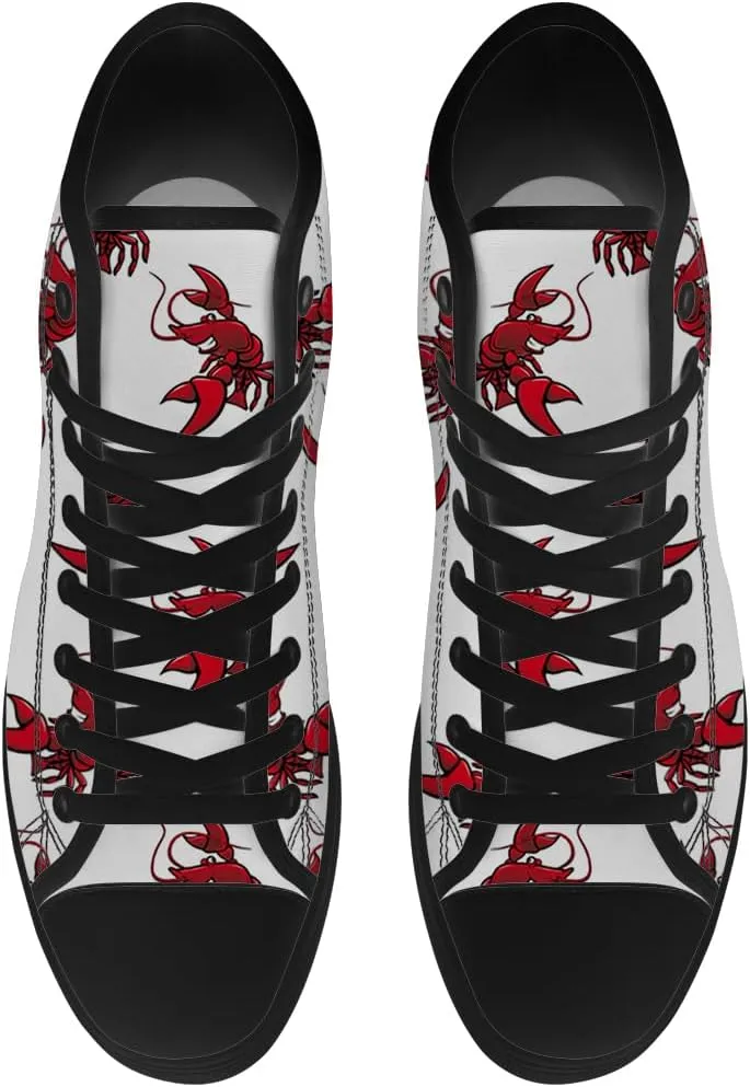 Lobster High Top Canvas Shoes for Men Women High Top Sneakers Lace Up Casual Shoes Gifts for Papa Mama