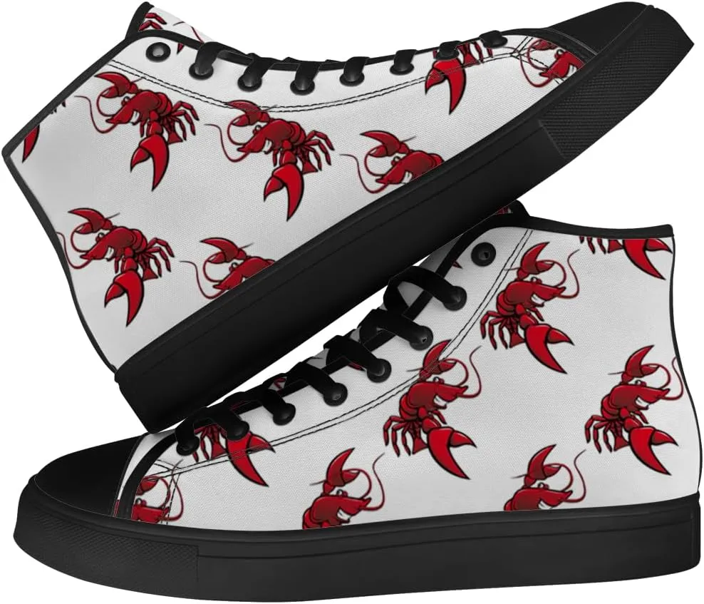 Lobster High Top Canvas Shoes for Men Women High Top Sneakers Lace Up Casual Shoes Gifts for Papa Mama