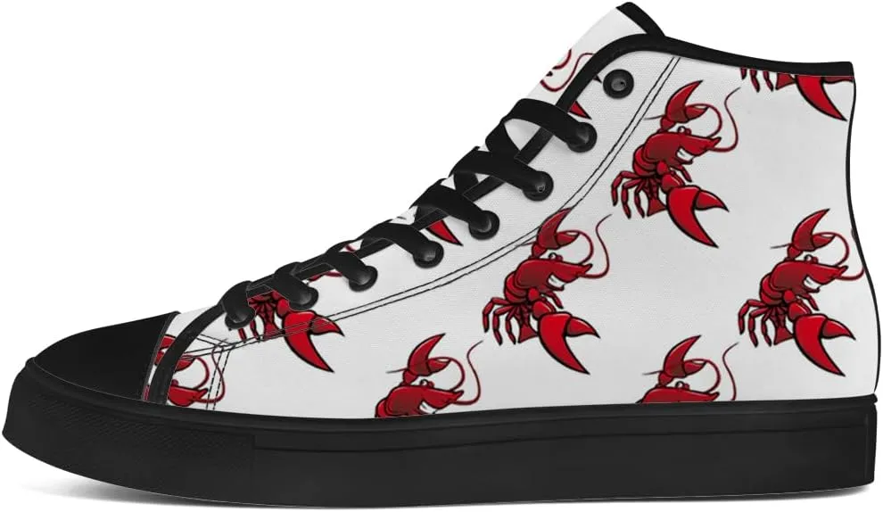 Lobster High Top Canvas Shoes for Men Women High Top Sneakers Lace Up Casual Shoes Gifts for Papa Mama