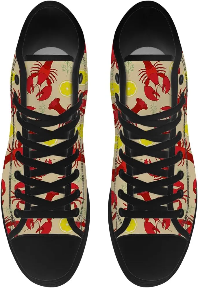 Lobster High Top Canvas Shoes for Men Women High Top Sneakers Lace Up Casual Shoes Gifts for Papa Mama