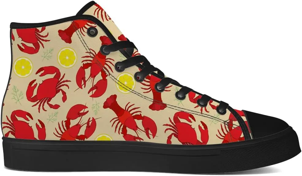 Lobster High Top Canvas Shoes for Men Women High Top Sneakers Lace Up Casual Shoes Gifts for Papa Mama