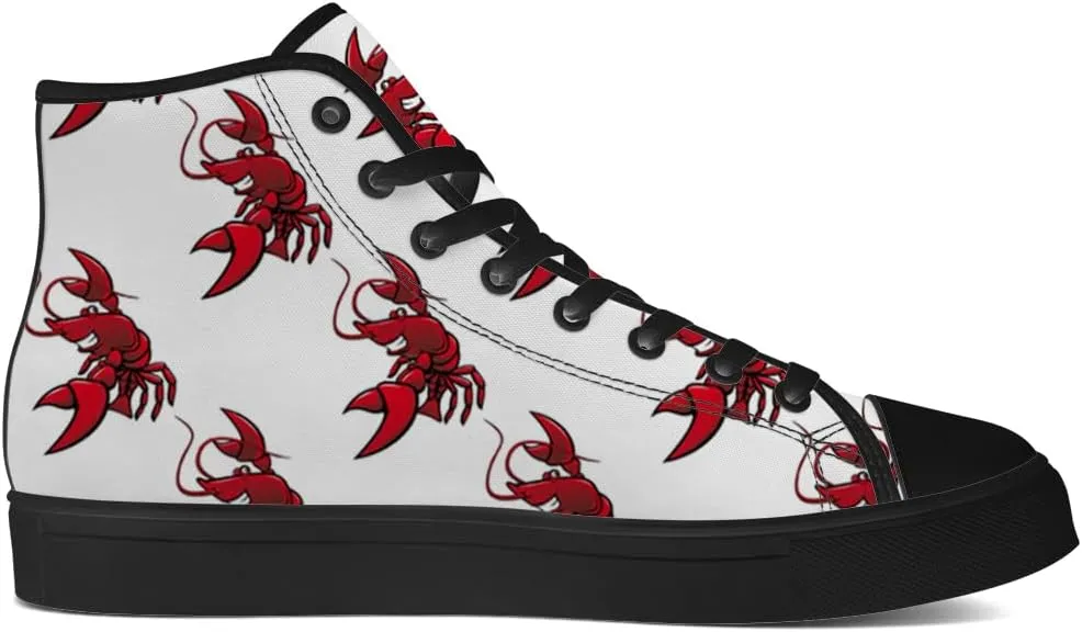 Lobster High Top Canvas Shoes for Men Women High Top Sneakers Lace Up Casual Shoes Gifts for Papa Mama